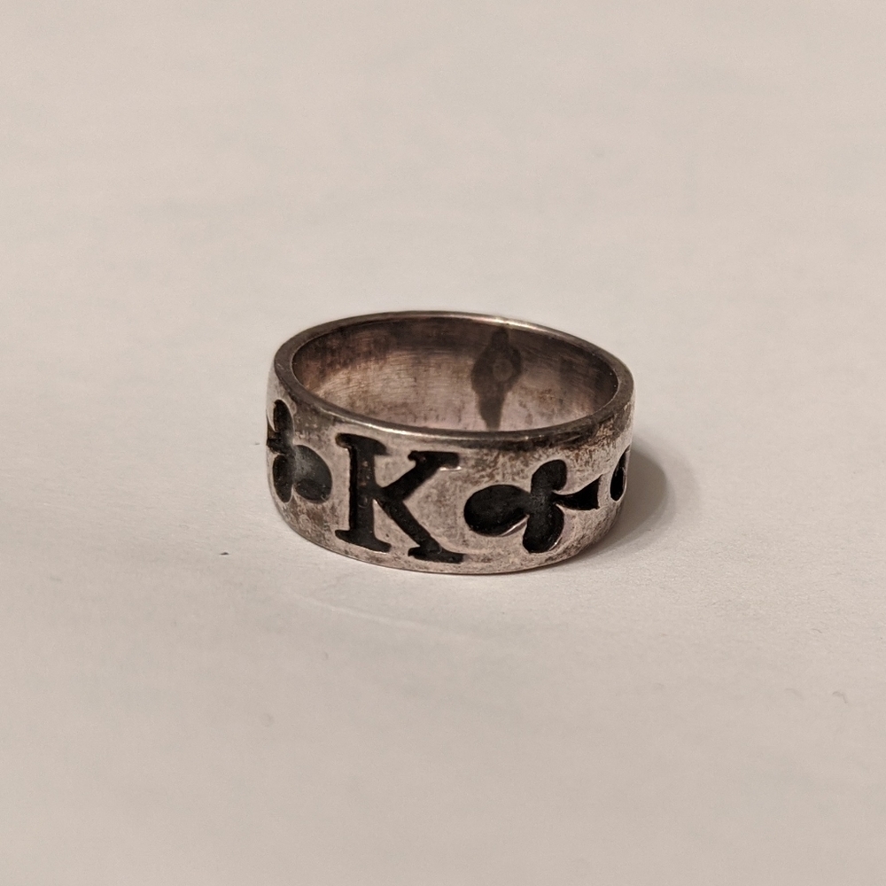 size 5 sterling silver K monogram ring